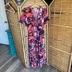 Jessica Simpson Patchwork Floral Boho Maxi Dress Size Medium cottagecore
